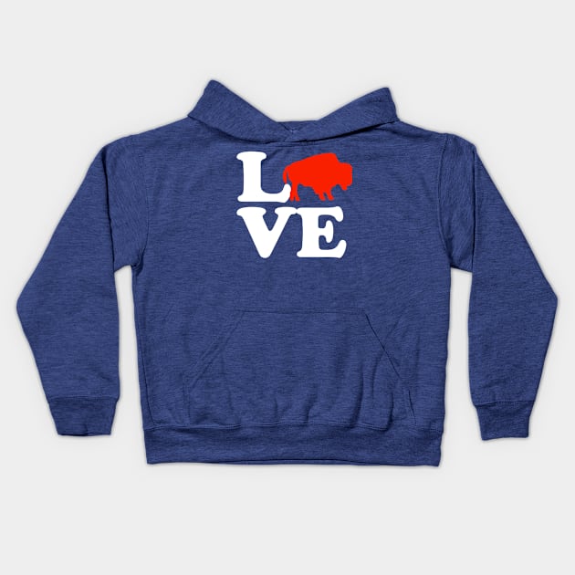 Wild American Bison Buffalo Valentines Day Love Kids Hoodie by PodDesignShop